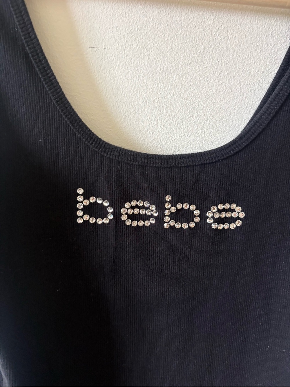 Y2K bebe Black Rhinestone Logo Tank Top - Picture 2 of 4